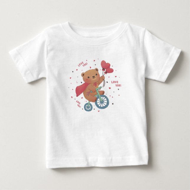 Camiseta Teddy Bear em Bike: Amo-te! (Frente)