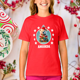 Camiseta Teddy Bear Natal Crianças Personalizadas Vermelho