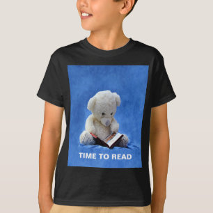 Camiseta Teddy Bear Time to Read Blue Stuffed Animal, ZKOA