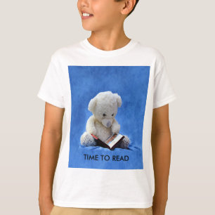 Camiseta Teddy Bear Time to Read Blue Stuffed Animal, ZKOA
