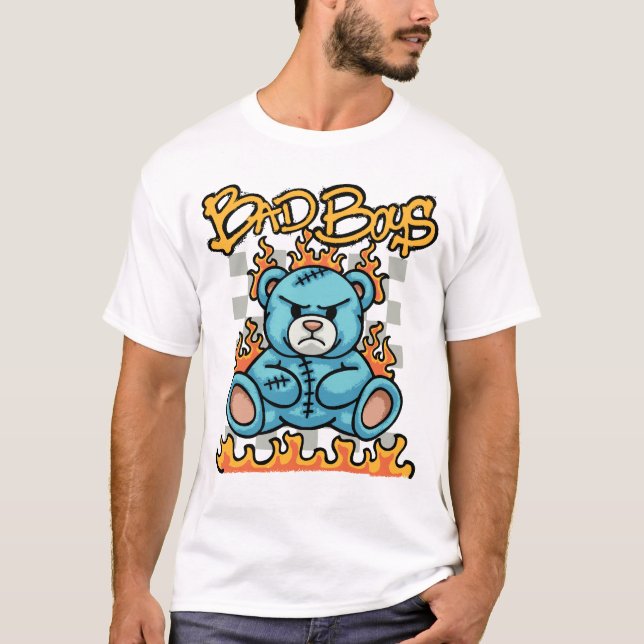 Camiseta Teddy Bear with Flames streetwear (Frente)
