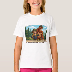 Camiseta Teddy Roosevelt e Pé Grande Caricatura Engraçada -