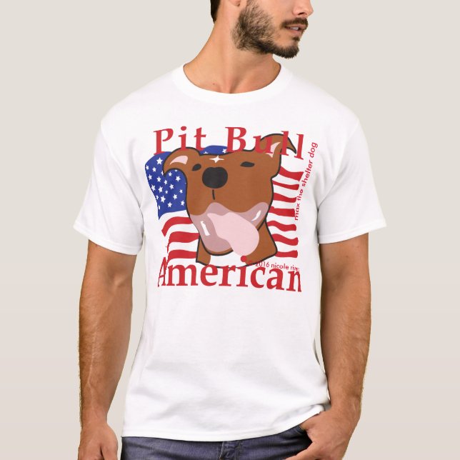 Camiseta Tee Americana do Pit Bull Masculino (Frente)