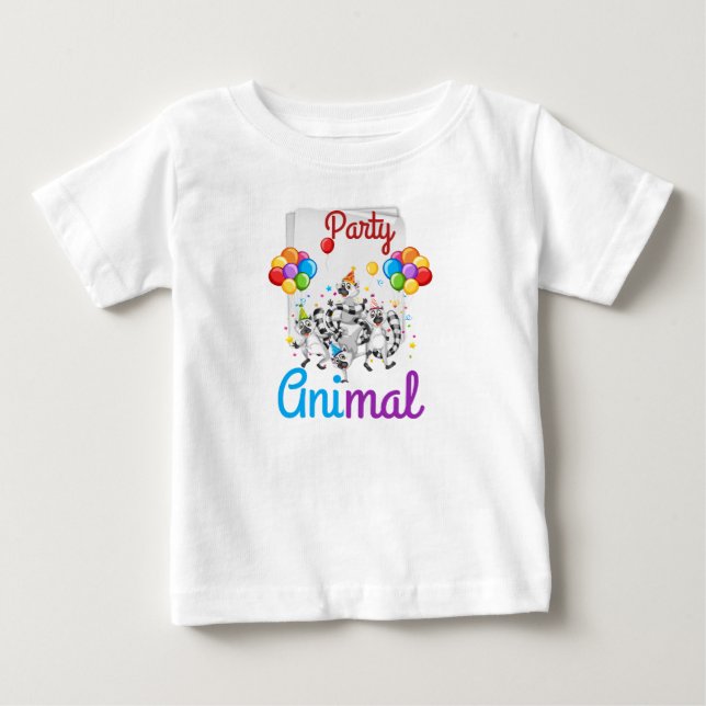 Camiseta Tee Animal de Primeira Festa do Bebê (Frente)