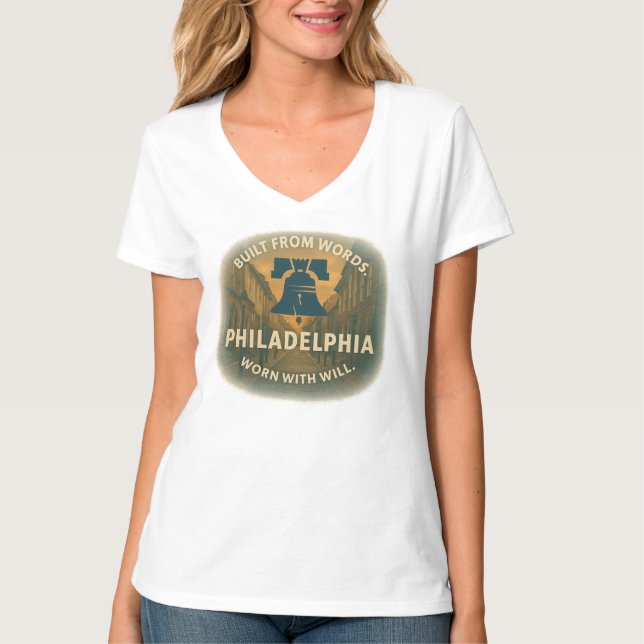 Camiseta Tee Básico do Pescoço V | Philly Power do dia a di (Frente)