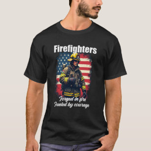 Camiseta Tee Bombeiro Americano - Forjado em Fogo para Home