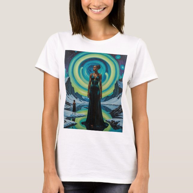 Camiseta Tee Célestial de Deusa Cósmica de Sonho (Frente)