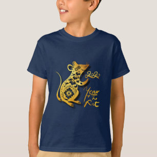 Camiseta Tee, Crianças De Rato De Ano Novo Chinês Cortado E