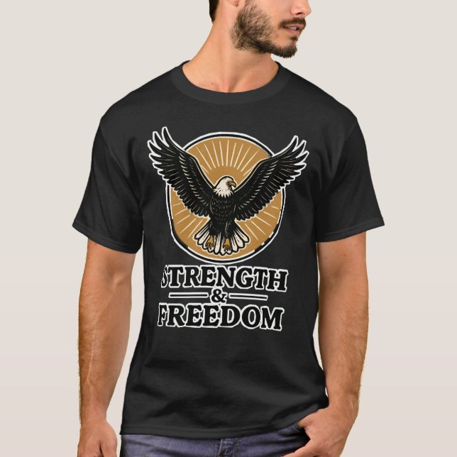 Camiseta Tee da Águia de Força e Liberdade (Frente)