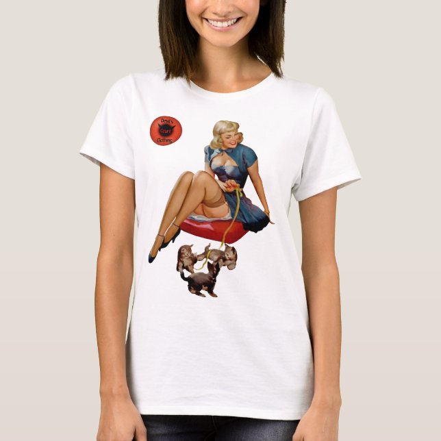 Camiseta Tee da Garota Retro Pin-Up do Diabo (Frente)