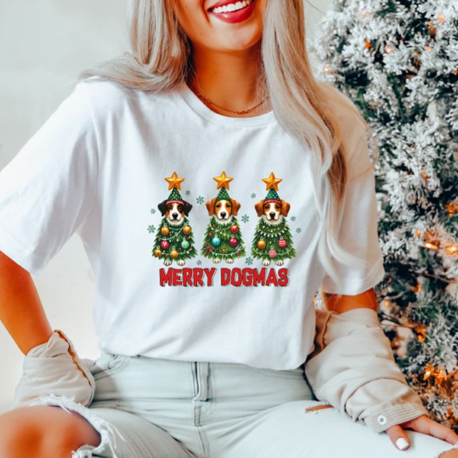 Camiseta Tee das Mulheres de Natal de Dogmas felizes (Criador carregado)