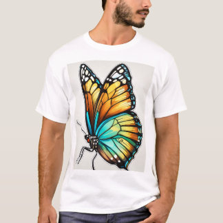 Camiseta Tee de Arte da Borboleta Vibrante - Abraça o Colo