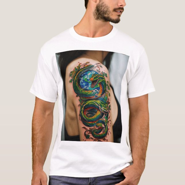 Camiseta Tee de Arte de Tatuagem Indomada da Natureza" (Frente)