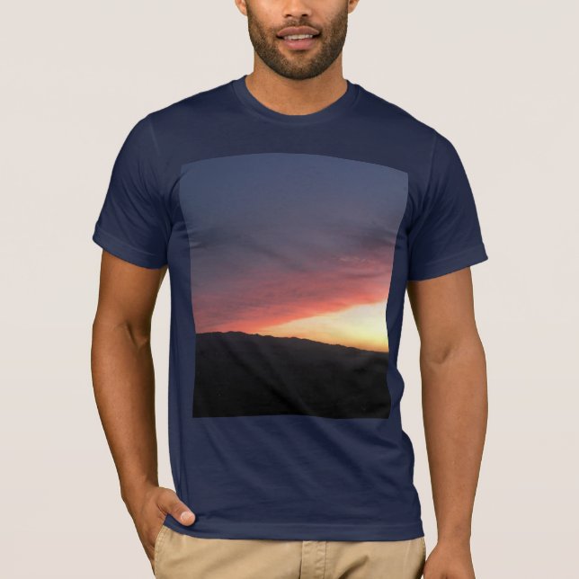 Camiseta Tee de Bloqueio de Cores Sunset Masculinos (Frente)