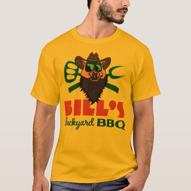 Camiseta Tee de CHURRASCO do quintal de Bill (Frente)
