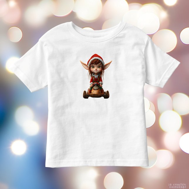 Camiseta Tee de Elf Toddler, Patinete de Neve (Criador carregado)