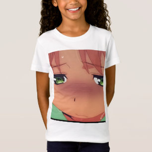 Camiseta Tee de Expressão de Fechamento de Animes Blushing