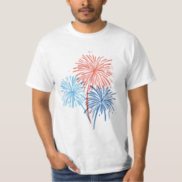 Camiseta Tee de fogos de artifício pintado à mão em 4 de ju