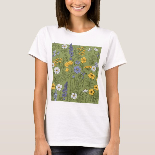 Camiseta Tee de Harmonia de Flores Selvagens (Frente)