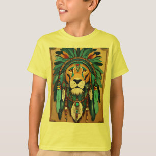 Camiseta Tee De Leão Geométrico Retro-Futurístico.