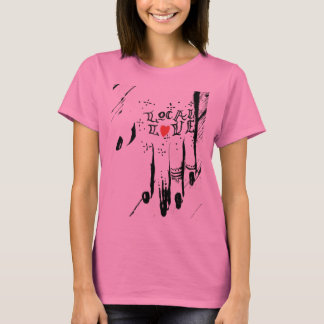 Camiseta Tee de Mulher Rosa-Rosa-Noite de Amor Local
