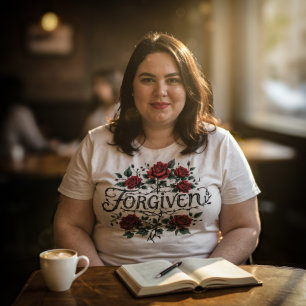 Camiseta Tee de Mulheres Fordado Mais Tamanho