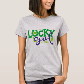 Camiseta Tee de St Patricks, Garota Sortuda
