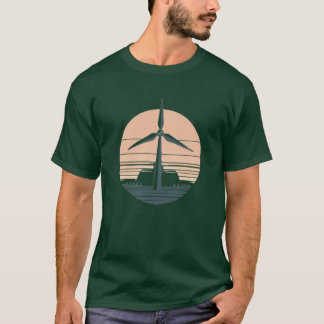 Camiseta Tee De Turbina Eólica Minimalista De Eixo Eólico