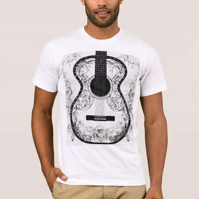 Camiseta Tee De Violão Simétrico Quebrado - Tinta De Linha  (Frente)