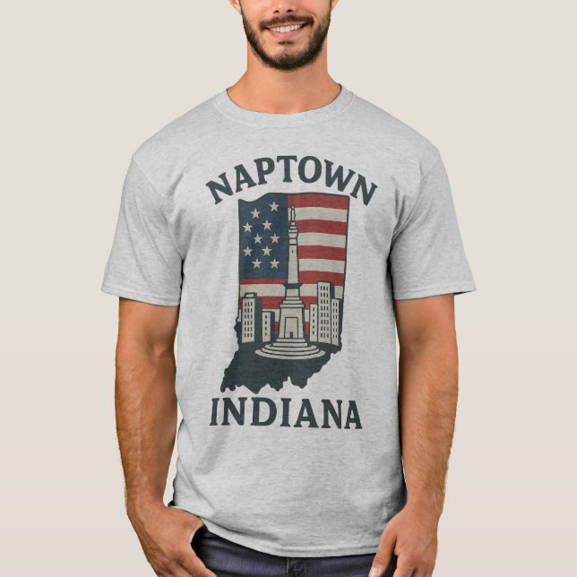 Camiseta Tee do Círculo Monumento de Naptown Indiana (Frente)