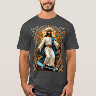 Camiseta Tee do Estilo Sagrado do Skateboard Jesus
