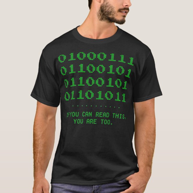 Camiseta Tee do geek - Palavra de Geek no Código Binário pa (Frente)