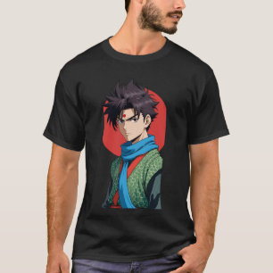 Camiseta Tee do Guerreiro de Animação de Sol Vermelho Negri
