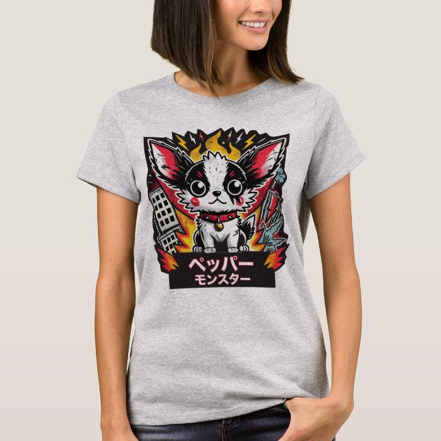 Camiseta Tee do Monstro do Chihuahua Japonês (Frente)