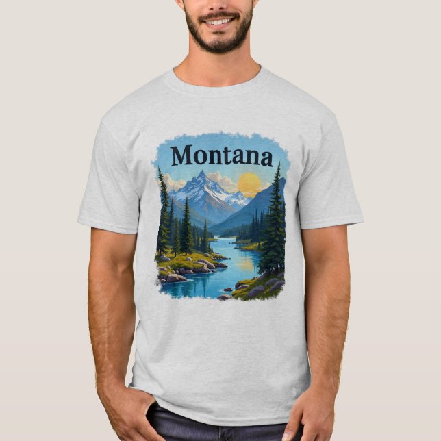Camiseta Tee do Rio Montanhas do Céu de Montana (Frente)
