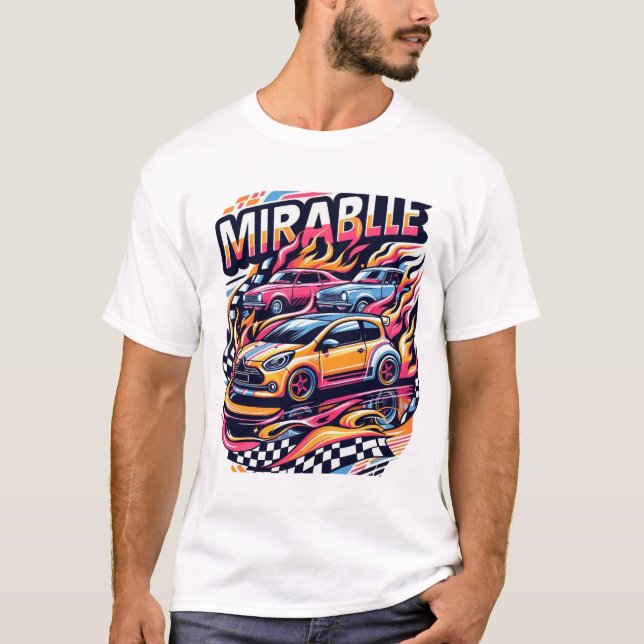 Camiseta Tee dos Carros de Corrida Espelhos - Chamas Vibran (Frente)