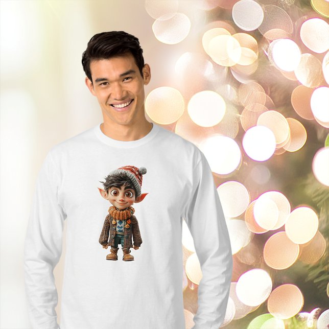 Camiseta Tee dos Homens do Elfo de Natal Feliz (Criador carregado)