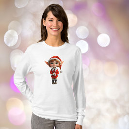 Camiseta Tee feminino de Elf de Natal Perky
