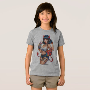 Camiseta Tee Gráfico Da Garota De Energia Do Diabo - Street