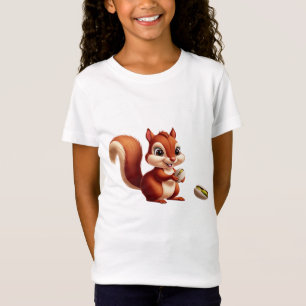 Camiseta Tee Gráfico de Esquilo Cento para Raparigas - Algo