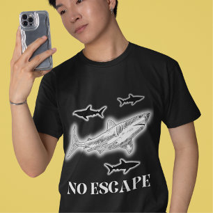 Camiseta Tee Gráfico de Homens de Fuga do Tubarão Oceânico
