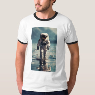 Camiseta Tee Gráfico do Astronauta Branco: Estilo Estelar e