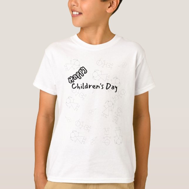 Camiseta Tee Gráfico do Dia das Crianças Feliz (Frente)