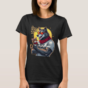 Camiseta Tee Gráfico Engraçado Irei Proteger Você Gatinho A