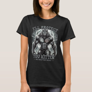 Camiseta Tee Gráfico Engraçado Irei Proteger Você Gatinho A