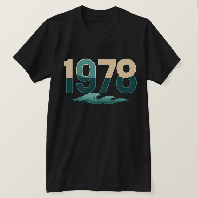 Camiseta Tee Gráfico Onda Oceânica 1978 (Frente do Design)