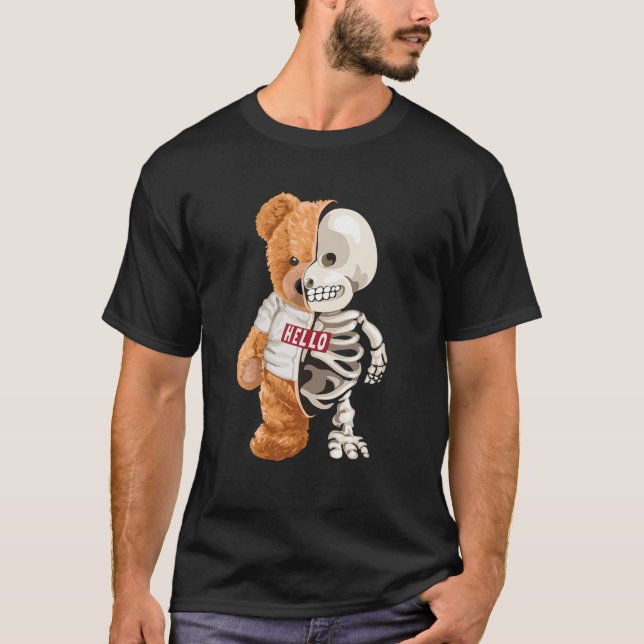 Camiseta Tee Hello Bear Toy Half Skeleton Wildlife Animal G (Frente)