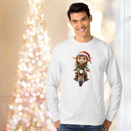 Camiseta Tee masculino do Elf de Natal de moto