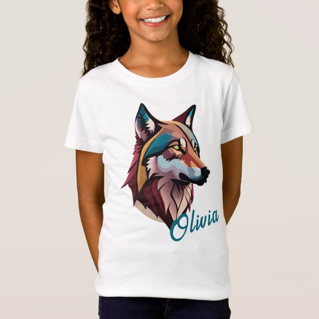 Camiseta Tee Personalizável Do Lobo Artístico - Adicione Se (Frente)