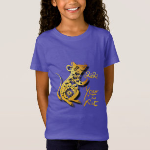 Camiseta Tee-Rapariga de Ano Novo Chinesa Cortada em Papel